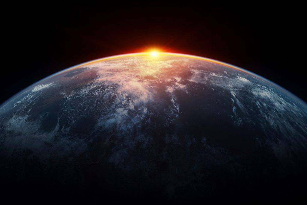 Sunlight eclipsing planet earth
