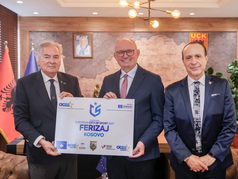 Ferizaj kandidat për titullin “Qytet Evropian i Sportit 2027”, delegacioni i ACES viziton qytetin